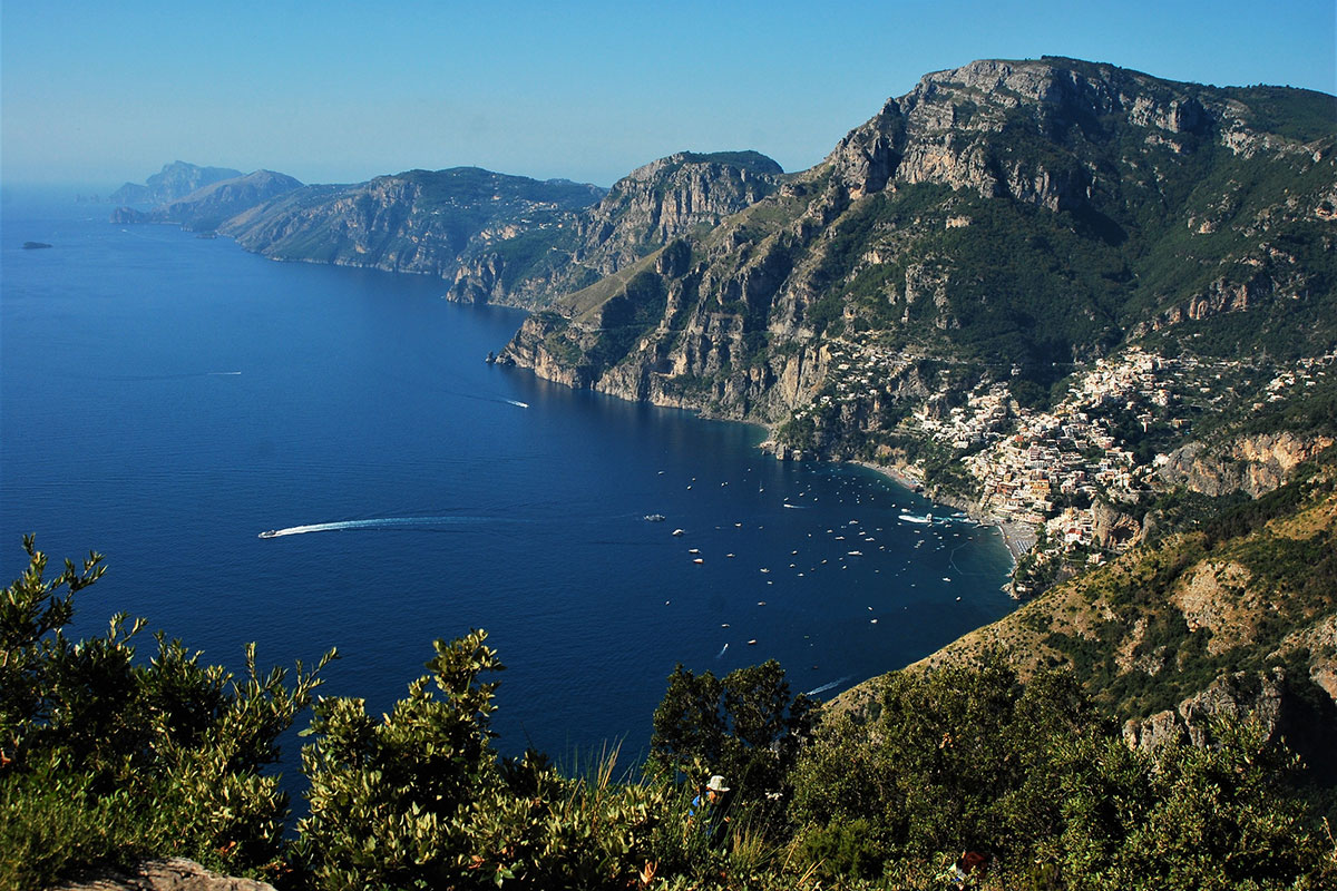 view of positano from path of the gods