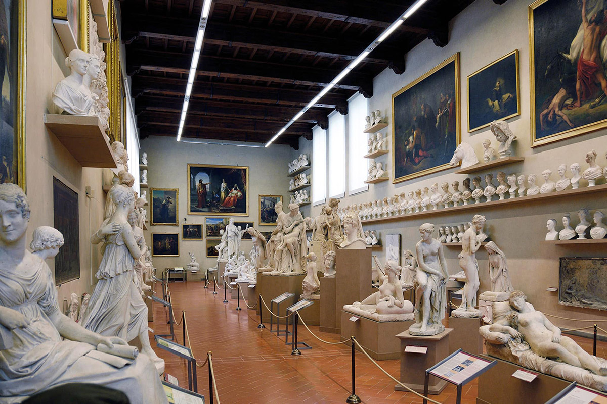 sculptures at accademia gallery florence