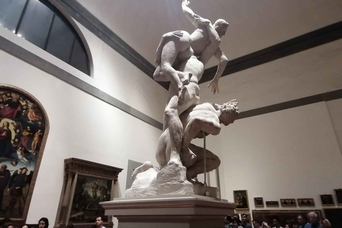 sculptures at accademia gallery florence