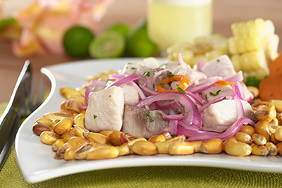 ceviche peruvian with pisco sour